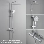 Colonne de douche - derw max - mitigeur thermostatique - pommeau carr 12 pouces - 5 fonctions - chrome ...