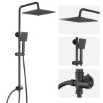 Colonne de douche - derw - max - douchette  main - rglable 74 - 109 cm - noir chrom