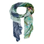 Desigual charpe bleu vert pour femme - delicate patch rectangle foulard turquoise 300232