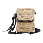 Desigual sac tlphone portable beige pour femme - mone logo raffia phone bag natural 300234