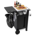 Desserte barbecue ext�rieure inox avec rangement bouteille gaz support sac poubelle porte - essuie - ...