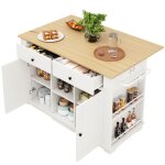 Desserte b�lot de cuisine � roulettes plateau pliable avec grand placard2 tiroirsporte - serviettes - ...