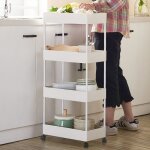 Desserte chariot mobile  4 tagres multifonctionnel de rangement - errolves - blanc - 40 * 22 * 90 ...