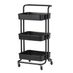 Desserte chariot de rangement  3 tagres - errolves - noir - 43 * 36 * 86 cm