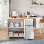 Desserte de cuisine 135 * 44(70) * 90 cm table de cuisine mobile pliante avec 1 porte - serviettes 2 ...