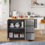 Desserte de cuisine 135 * 44(70) * 90 cm table de cuisine mobile pliante avec 1 porte - serviettes 2 ...