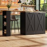 Desserte de cuisine 360� tournante - longueur r�glable 138 - 203 cmporte rabattable gain de place noir ...