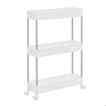 Desserte de cuisine avec 6 crochets structure en acier salle de bain 144 x 42 x 606 cm blanc nuage