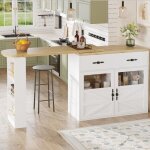 Desserte de cuisine - barre � manger rotative � 360 �1 tiroirbuffet tournant�lot de cuisine138 - 204x39x104cmm ...