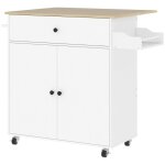 Desserte de cuisine - blanche sur roulettes plan rabattable + tiroir&tagre porte - serviettes&pices ...
