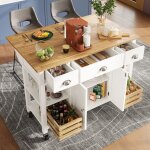 Desserte de cuisine extensible � roulettes 120x45 - 73x90cm chariot �lot de cuisine avec plan de travail ...