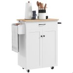 Desserte cuisine - homcom - plateau en bois d'hva - avec tiroir, placard 2 portes et porte - pices ...
