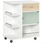 Desserte de cuisine - homcom - roues pivotantes 360� - �tag�res avec barri�res - tiroir �tag�res placard ...