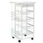 Desserte cuisine - homcom - roulettes - tiroir 4 paniers et étagères latérales - 47 x 37 x 83 cm - blanc ... Desserte cuisine - homcom - roulettes - tiroir 4 paniers et étagères latérales - 47 x 37 x 83 cm - blanc ...