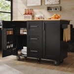 Desserte de cuisine ilot central moderne avec roulettes buffet avec veinures de bois porte - serviettes ...