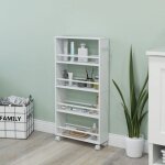 Desserte de cuisine desserte roulante 4 niveaux �troite 45x15x91cm blanche avec poign�es pour cuisine ...