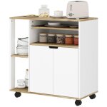 Desserte de cuisine roulante blanche avec rangement armoire et tagres rglables pour cuisine / salon ...