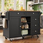 Desserte de cuisine � roulettes 134x46x92cm chariot de salle � manger �lot de cuisine avec 5 tiroirs ...