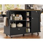 Desserte de cuisine  roulette - 2 tiroirs et 8 compartiments - mdf - noir