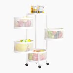 Desserte de cuisine - promiracal - 4 niveaux - m�tal - panier tournant 360� - 30x30x75 cm