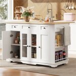 Desserte cuisine roulettes - 4 portes 3 tiroirs - �tag�res r�glables modulables - plateau pliant extensible ...