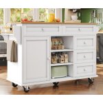 Desserte de cuisine  roulette - 5 tiroirs et 5 compartiments - mdf - blanc