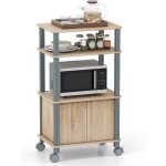 Desserte de cuisine  roulettes costway portes meuble pour four sur roues en bois avec 3 tagres 60 ...