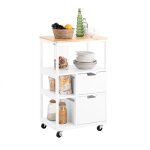 Desserte de cuisine  roulettes fkw111 - wn sobuy - avec 2 tiroirs et 3 etagres - support  pices - ...
