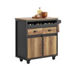 Desserte de cuisine  roulettes fkw122 - sch sobuy - avec porte bouteilles - 89x40x87 cm - marron vintage ...