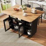 Desserte sur roulettes meuble de cuisine en bois avec 2 portes + 2tagresilot central cuisine avec rallonge ...