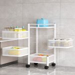 Desserte de cuisine avec roulettes pour l�gumes et fruits - 4 paniers 28x28x78cm blanc