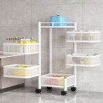 Desserte de cuisine avec roulettes pour lgumes et fruits - 5 paniers 28x28x94cm blanc