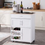 Desserte cuisine � roulettes avec plateau en bois dh�v�a chariot de cuisine � service avec tiroir et ...