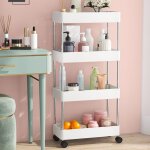 Desserte de cuisine � roulettes - quatre chariots - rangement � plusieurs niveaux - bord �troit de 20 ...