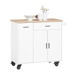 Desserte de cuisine - sobuy fkw126 - wn - îlot de cuisineavec 2 tiroirs 2 portes Desserte de cuisine - sobuy fkw126 - wn - îlot de cuisineavec 2 tiroirs 2 portes