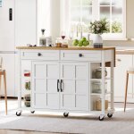 Desserte de cuisine avec table pliante blot de cuisine  roulettes avec grand placard tiroir porte - ...