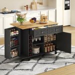 Desserte de cuisine avec table pliante tiroirs porte - bouteilles et support � verres 120 x 45(70) x ...