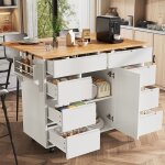 Desserte de cuisine - tkopy - b�lot de cuisine � roulettes avec 8 tiroirs et �tag�re � �pices - 122x74. ...