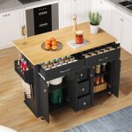 Desserte de cuisineavec plan de travail rabattable ilot central mobile avec 5 tiroirs et 2 armoiresmeuble ...
