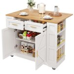 Desserte lot de cuisine sur roulettes table  manger avec espace de rangement meuble de cuisine avec ...