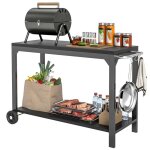 Desserte de jardin - homcom - � roulettes - avec plan de travail - en acier - 135 x 55 x 865 cm - noir ...