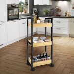 Desserte roulante - vivolilv - bambou - 3 niveaux - 36x20x80cm - aspect bois - montage diy - cuisine ...