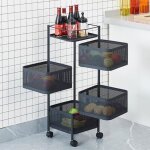 Desserte � roulettes 4 paniers chariot � roulettes d�pliables meuble pour cusine salle de bain bureau ...