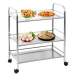 Desserte  roulettes pour cuisine - chariot de rangement en inox - 3 niveaux - multifonctionnel - 60x36x74 ...