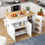 Desserte � roulettes cuisine rangement en bois multifonctionnelle avec plan de travail - avec tiroir ...