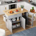Desserte � roulettes cuisine rangement en bois multifonctionnelle avec plan de travail - avec tiroir ...
