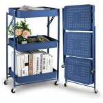 Desserte  roulettes pliante chariot mobile  3 niveaux chariot de cuisine pas dassemblage 46 x 29 x ...