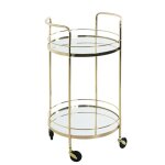 Desserte table de desserte en m�tal dor� et verre - longueur 46 x profondeur 43 x hauteur 77 cm