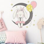 Dessin animé lune lapin stickers muraux enfants filles chambre décor à la maison papier peint chambre ... Dessin animé lune lapin stickers muraux enfants filles chambre décor à la maison papier peint chambre ...