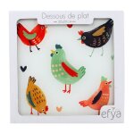Dessous de plat bl�dine poules color�es ? 20 x 20 cm